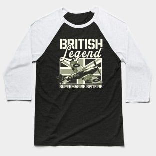 Supermarine Spitfire Fighter Aircraft RAF British Legend Retro Plane Baseball T-Shirt